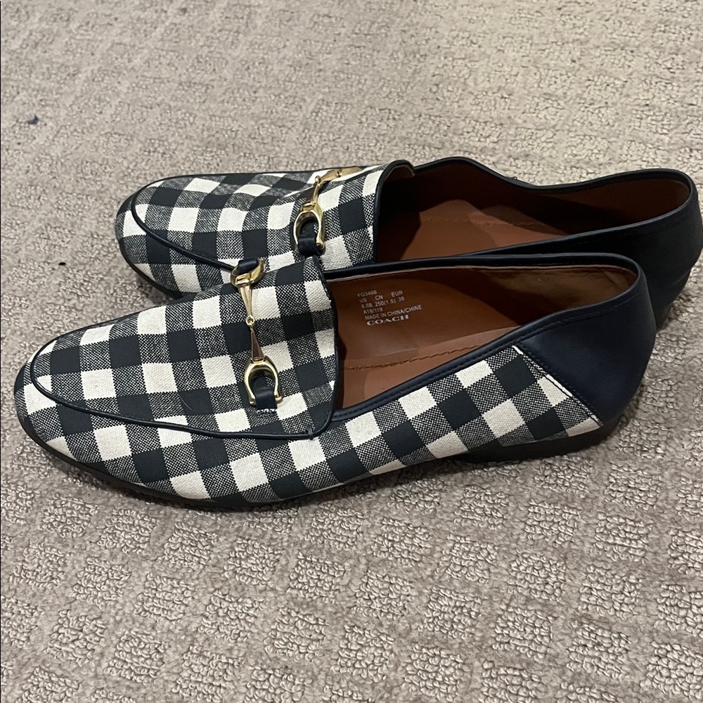 Coach Navy and White Checkered Loafers - Picture 5 of 6